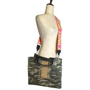 Quilted Koala Kanvas Camo Cross Body Tote Pink Yellow‎ Happy Strap Streetwear
